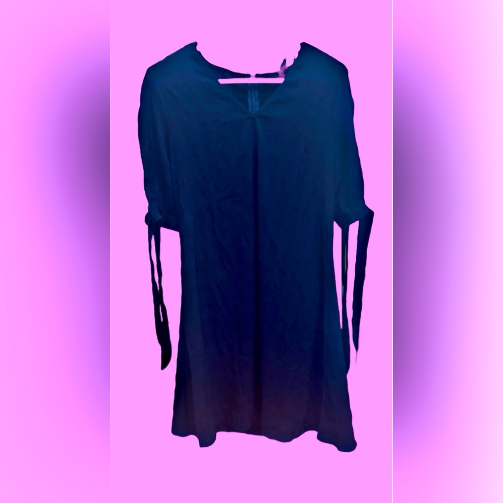 SHEIN Black Relaxed Backless Tie Front Dress